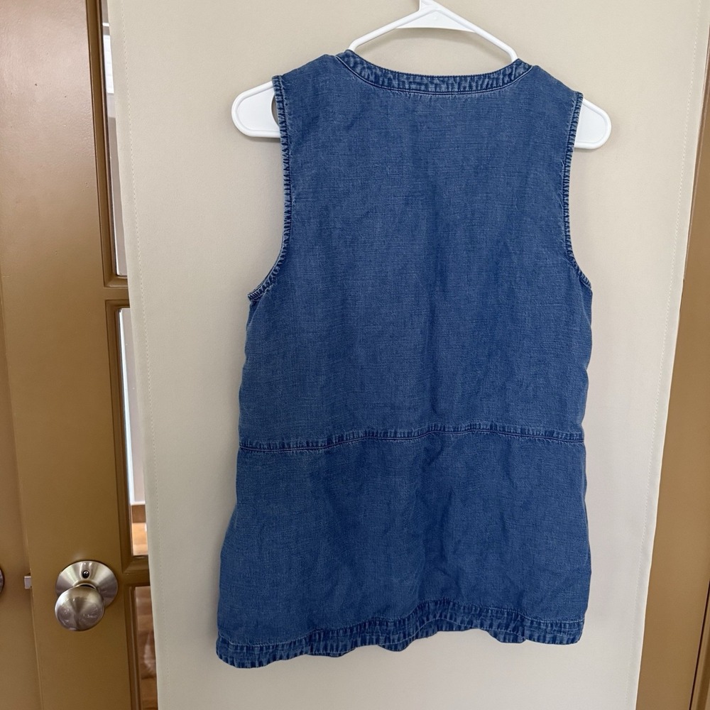 J. Jill Denim Womens Small Blue Button Up Chambray Tank Top Sleeveless Blouse - Picture 5 of 7